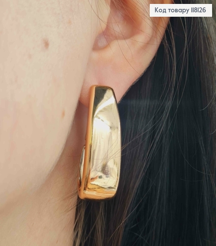 Сережки овальні "Класичні", ширина 1,2см, довжина 3,4см, Xuping 18К 118126 фото 2
