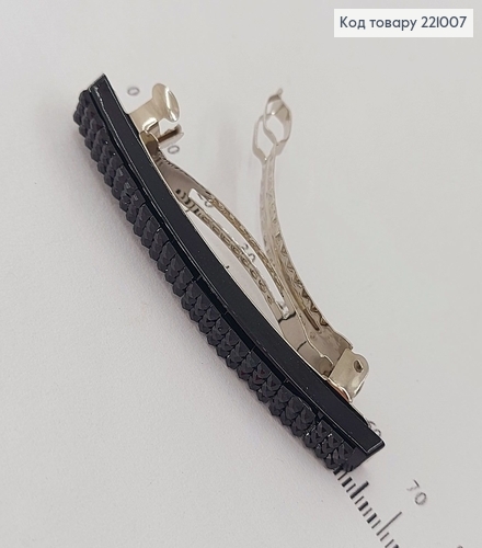 Заколка автомат с камешком 6 см черный 221007 фото 2
