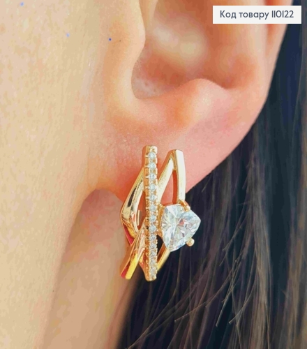 Сережки прикрашені Блискучими камінцями, 1,8см, англ. застібка,  XUPING 18К 110122 фото 3