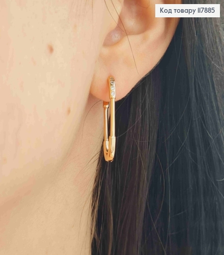 Серьги кольца, Овальные с Блестящими камешками, 2,7см, Xuping 18К 117885 фото 3