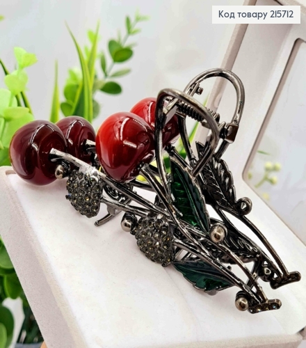 Краб метал "Вишеньки-Черешеньки" з Блискучими камінцями, 10,5см, кольору Металік 215712 фото 2