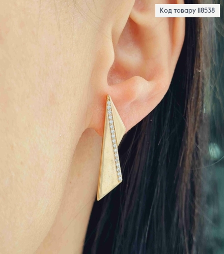 Серьги "Стрели" украшены Блестящими камешками, 3см, английская застежка, Xuping 18К 118538 фото 2