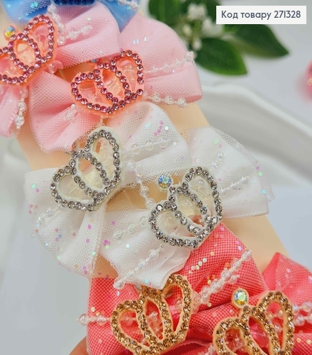 Набор детских заколок клювик, Бантики с Короной в камешках, 20шт/наб 271328 фото 2
