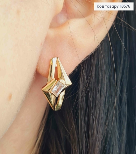 Серьги "Звезда" с ярким камнем, 1,9см, английская застежка, Xuping 18К. 118376 фото 3