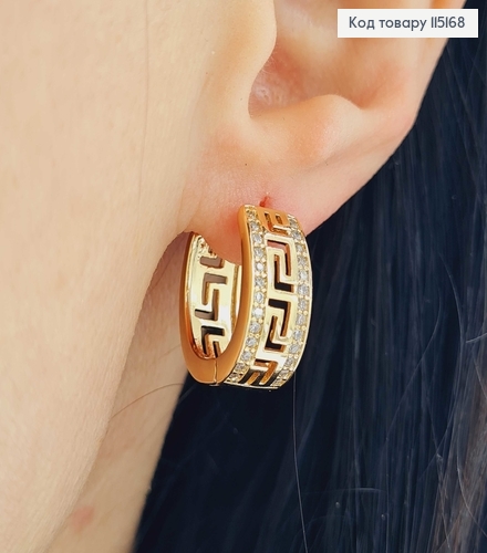 Серьги Кольца Версаче, с камнями шир. 0,7см, диам. 1,5см Xuping 18K 115168 фото 2