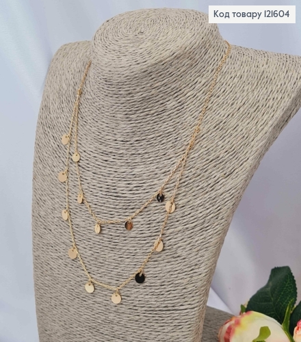 Цепочка двойная, КАЧЕСТВЕННОЕ плетение с Монетками, длина 42+3см, Xuping 18K 121604 фото 4