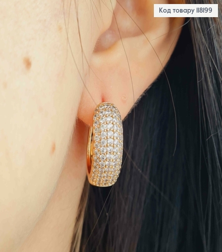 Серьги Овальные украшены Блестящими камешками, 2см, Xuping 18К 118199 фото 3