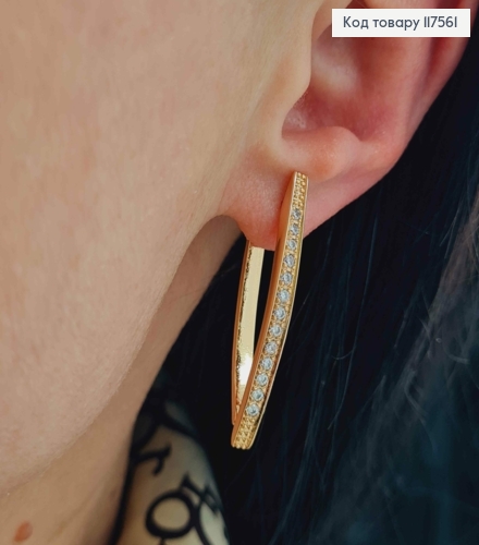 Серьги стрелы 3,5см с камешками, Xuping 18K 117561 фото 2