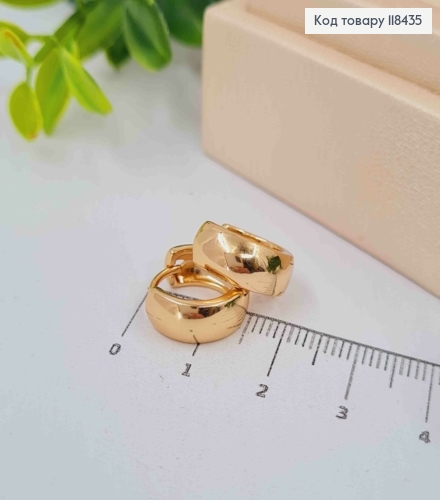 Серьги Кольца широкие, ширина 5мм, диаметр 1,4см, Xuping 18K 118435 фото 3