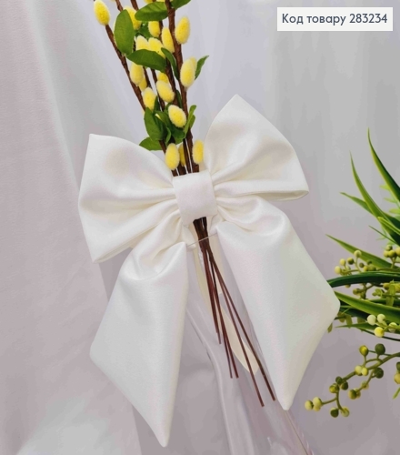 Повязка для корзины Бантик, цвета Айвори на завязках, плотный атлас, 13*17см, ручная работа 283234 фото 2