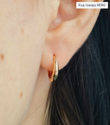 Сережки кільця розширені донизу, діаметр 1,3см, Xuping 18К 118382 фото 3