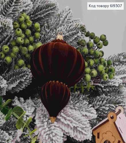 Новогодняя игрушка "КОНУСНАЯ БУРУЛЬКА",ШОКОЛАД бархат с ЗОЛОТОМ, высота 13см, диам.9см,4,5см,Украина 619307 фото 2