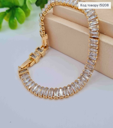 Браслет с прямоугольными Блестящими камешками, длина 16,5+2см, Xuping 18K 151208 фото 2