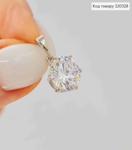 Кулон родованный, круглый Блестящий камень, 9мм, Xuping 220328 фото 2