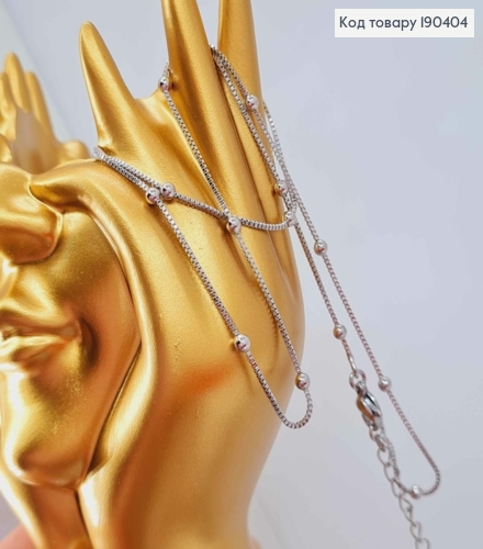 Цепочка родованная, плетение снейк квадратный с шариками, 45+5см, Xuping 190404 фото 2