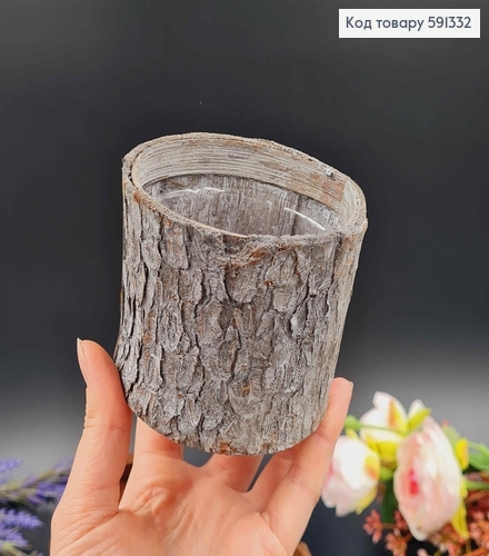 Декор кашпо, "Миленький Пеньочок" з кори дерева, діам.9см, висот.7см. кольори в асорт. 591332 фото 2