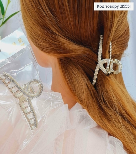 Краб металл 7см, УЗЕЛОК, золотого цвета в камнях и бусинках 215551 фото 2