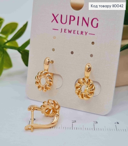 Серьги "Солнышко", длина 1,5см, английская застежка, Xuping 18K 110042 фото 2