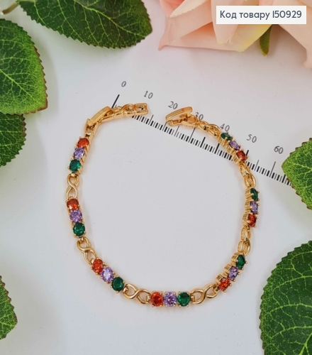 Браслет, бесконечность с темными цветными камешками, дл.17+2см, Xuping 18K 150929 фото 2