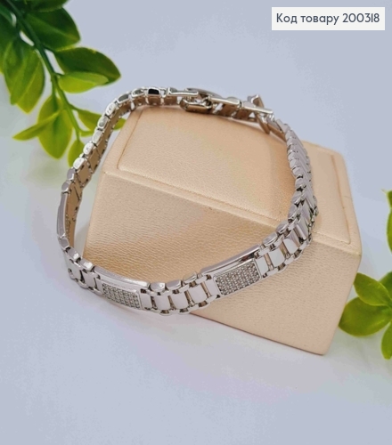 Браслет родований прикрашений Блискучими камінцями, довж 17+2см, Xuping 200318 фото 2