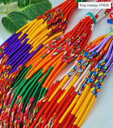 Расточка-фенечка из нитей мулине для волос, цветные с петельками, дл.28см 274129 фото 2