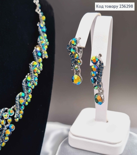 Набор Колье и серьги "Хамелеон" с зелеными камешками. 236298 фото 2