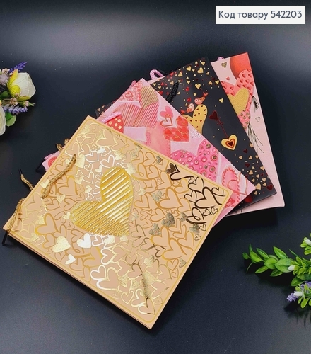 Пакет бумажный, "Сердечка", 18*23*8см в ассорт. 542203 фото 2