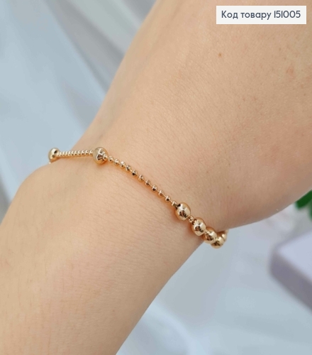 Браслет, плетение Шариками разного размера, дл. 17+3см, шир.5мм, Xuping 18К. 151005 фото 2