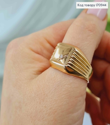 Кольцо печать, с камешком, Xuping 18К 170944 фото 2