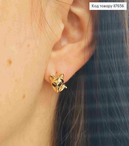 Серьги кольца, "Лисичка" с камешками Черного цвета, диаметр 1,1см, Xuping 18K 117656 фото 2