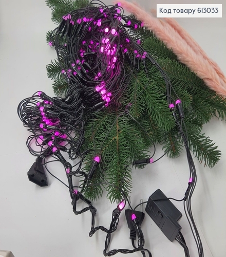 Гирлянда сетка черная проволока 5 м 200 LED розовая 613033 фото 2