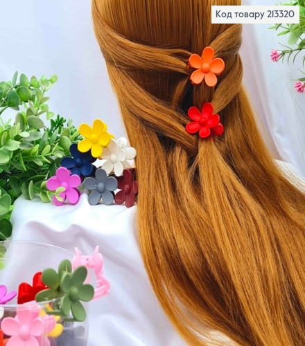 Краб пластик матовий "КВІТКА", розміром 3,5см, Яскраві кольори в асортименті 213320 фото 2