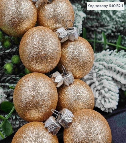 Набір куль 40мм Блиск,ПЕРСИКОВОГО кольору , 8шт/уп, Україна 640132-1 фото 2