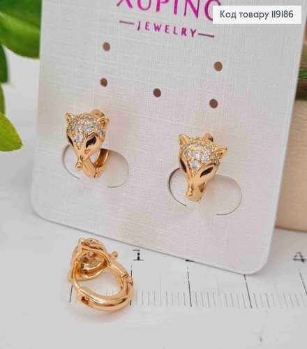 Серьги кольца "Лисичка" с Блестящими камешками, (0,9см), диаметр 1,1см, Xuping 18K 119186 фото 2