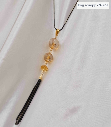 Бижутерия на шею с прозрачными желтыми шариками и цепочками, дл. 73см, Fashion Jewelry 236329 фото 3
