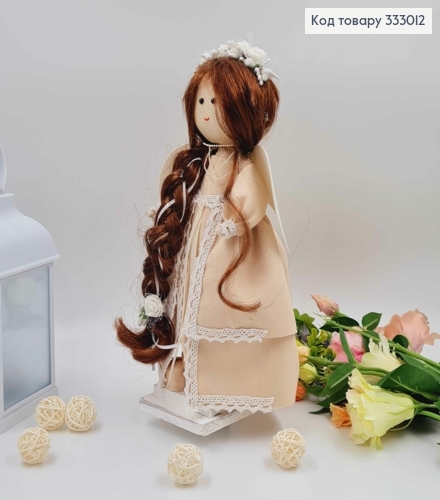 Кукла ДЕВОЧКА - АНГЕЛочек, в бежевом длинном платье, высота 32см,ручная работа, Украина. 333012 фото 2