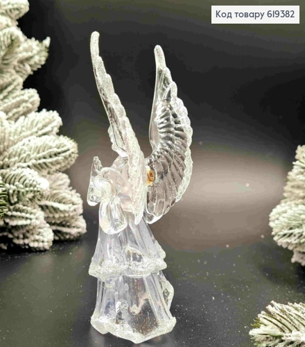 Фігурка  "АНГЕЛ", ПРОЗОРИЙ з блиском , 15*7см, новорічна прикраса, пластик,Україна 619382 фото 2