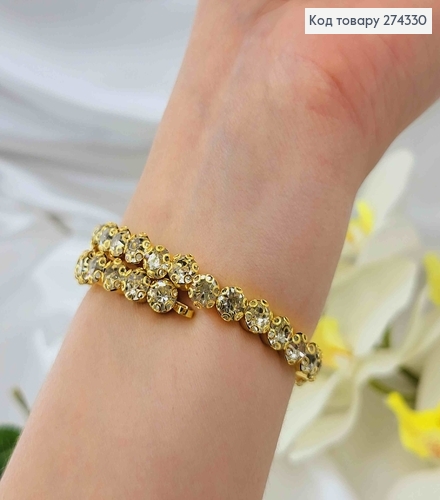Браслет Пружинка, с белыми камешками, серебряного те золотого цвета 274058 фото 2