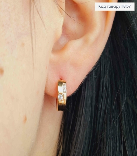 Серьги кольца с яркими камешками, ширина 4мм, диаметр 1,3см, XUPING 18K 118157 фото 3