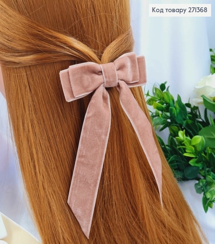 Набор детских заколок (10шт) БАНТИК велюр 2,5см с хвостиками, размер 9*15см, цвета в ассорт. 271368 фото 2