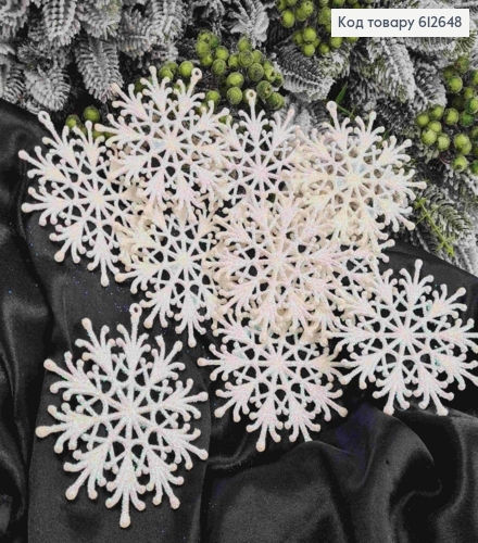 Набір сніжинок 10шт, діаметр 11см, новорічні прикраси пластикові , Україна 612648 фото 2