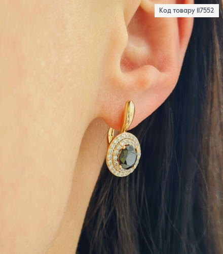 Серьги "Сияние Ночи", с камнем Черного цвета в оправе из камней,1,9см, англ. зам., XUPING 18K 117552 фото 2