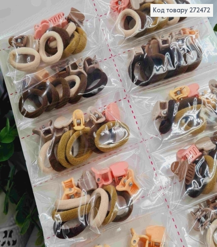 Набор детский, заколка-краб "Сердце" + резинка, Пастельных цветов, 110шт/уп 272472 фото 2