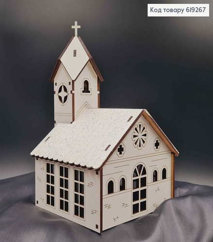 Подсвечник, деревянная белая Церковь, с крестиками, 19,5*13*13,5см, Украина 619267 фото 2