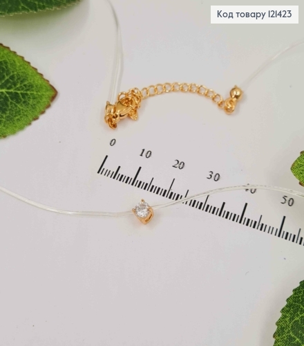 Жилка прозрачная, с круглым камешком 3,5мм., дл. 45+5см, Xuping 18K 121423 фото 2