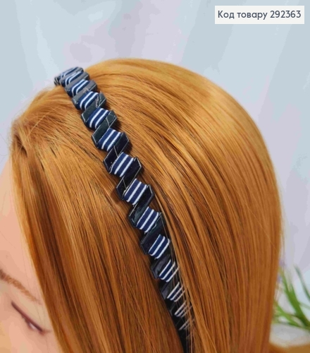 Обруч пластик, обтянутый Полосатой лентой, 1,4см, Цвета в ассортименте 292363 фото 2