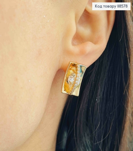 Серьги "Изысканные" с Блестящими камешками, 1,7см, английская застежка, Xuping 18К 118578 фото 2