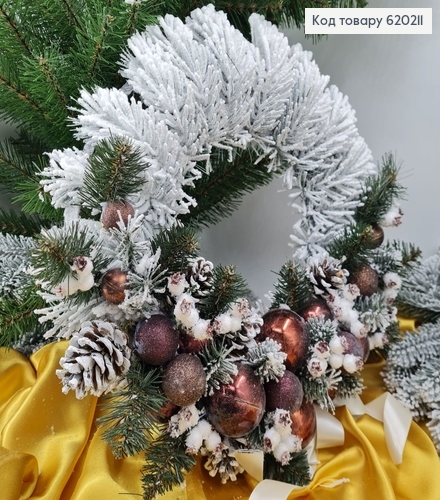 Венок из хвои с игрушками белое напыление в асс. 620211 фото 10