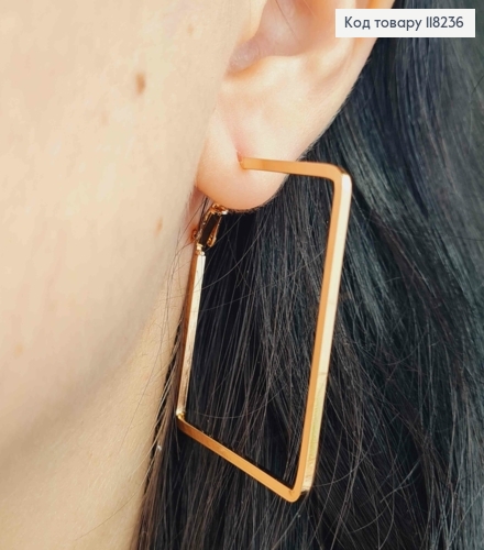 Серьги "РОМБЫ", дл. 5,3см, итальянская застежка, Xuping 18К 118236 фото 3