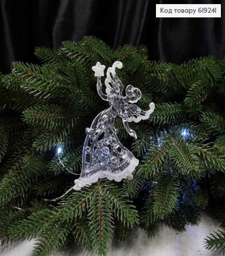 Новогодняя фигура ФЕЯ СО ЗВЕЗДОЙ, пластик, цвет ПРОЗРАЧНЫЙ+БЛЕСК, 12см, Украина 619241 фото 2